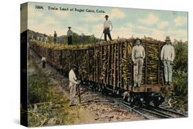 Train Load of Sugar Cane Leaving the Field, Cuba, 1915-null-Stretched Canvas