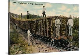 Train Load of Sugar Cane Leaving the Field, Cuba, 1915-null-Stretched Canvas
