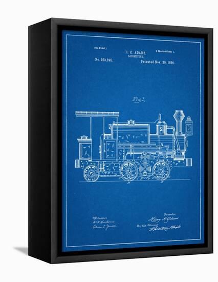 Train Locomotive Patent-null-Framed Stretched Canvas