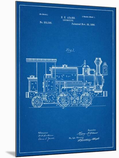 Train Locomotive Patent-null-Mounted Art Print