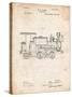 Train Locomotive Patent-Cole Borders-Stretched Canvas