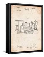 Train Locomotive Patent-Cole Borders-Framed Stretched Canvas