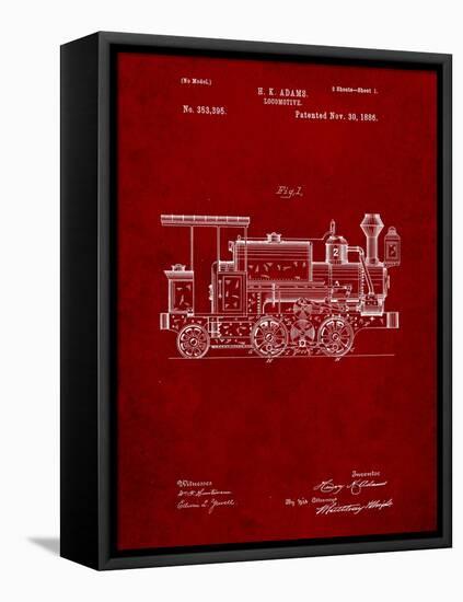 Train Locomotive Patent-Cole Borders-Framed Stretched Canvas