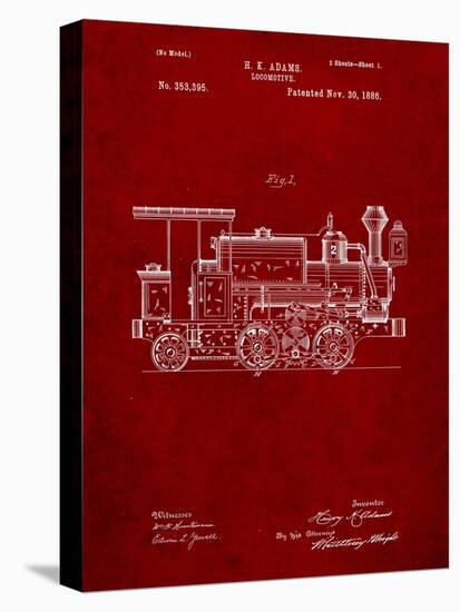 Train Locomotive Patent-Cole Borders-Stretched Canvas