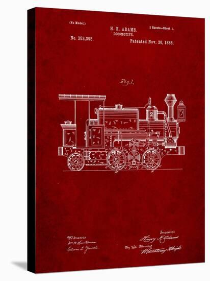 Train Locomotive Patent-Cole Borders-Stretched Canvas