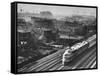 Train Moving Past Trackside Tenement Slums of Chicago-Gordon Coster-Framed Stretched Canvas