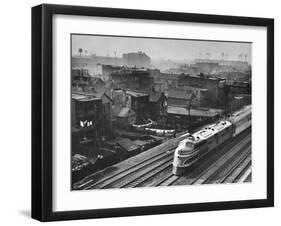 Train Moving Past Trackside Tenement Slums of Chicago-Gordon Coster-Framed Photographic Print