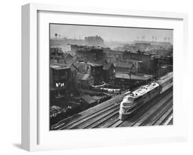 Train Moving Past Trackside Tenement Slums of Chicago-Gordon Coster-Framed Photographic Print