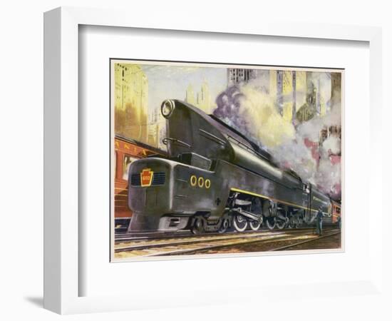 Train of the Pennsylvania Railroad is Hauled by Their Class T-1 Passenger Locomotive-null-Framed Photographic Print