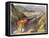 Train of the Santa Fe Railroad Drawn by a Diesel- Electric Locomotive-null-Framed Stretched Canvas