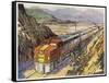 Train of the Santa Fe Railroad Drawn by a Diesel- Electric Locomotive-null-Framed Stretched Canvas