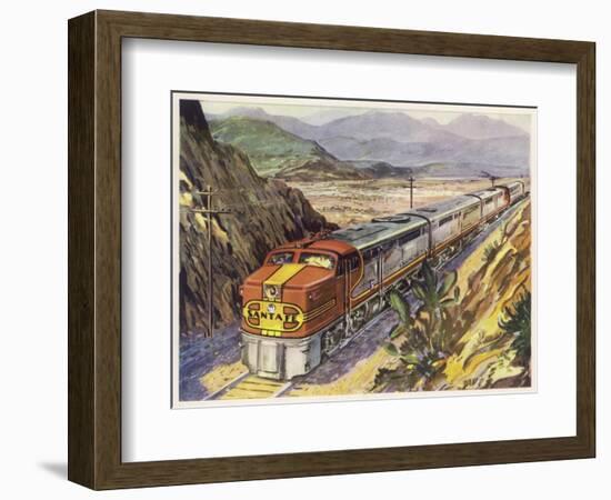 Train of the Santa Fe Railroad Drawn by a Diesel- Electric Locomotive-null-Framed Art Print