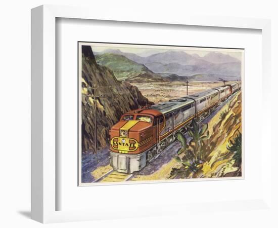 Train of the Santa Fe Railroad Drawn by a Diesel- Electric Locomotive-null-Framed Art Print