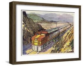 Train of the Santa Fe Railroad Drawn by a Diesel- Electric Locomotive-null-Framed Art Print