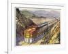 Train of the Santa Fe Railroad Drawn by a Diesel- Electric Locomotive-null-Framed Art Print