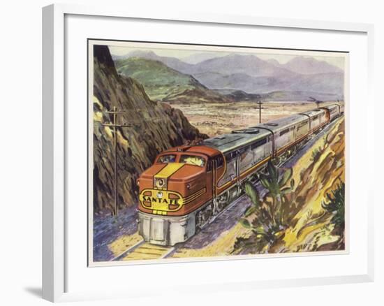 Train of the Santa Fe Railroad Drawn by a Diesel- Electric Locomotive-null-Framed Art Print