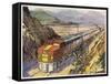 Train of the Santa Fe Railroad Drawn by a Diesel- Electric Locomotive-null-Framed Stretched Canvas