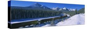 Train on a Railroad Track, Banff National Park, Alberta, Canada-null-Stretched Canvas