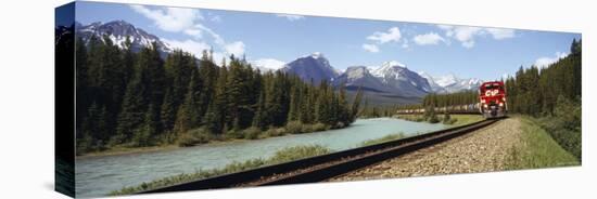 Train on a Railroad Track, Morant's Curve, Banff National Park, Alberta, Canada-null-Stretched Canvas