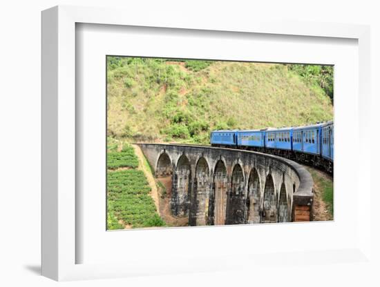 Train on Bridge in Hill Country of Sri Lanka-flocu-Framed Photographic Print