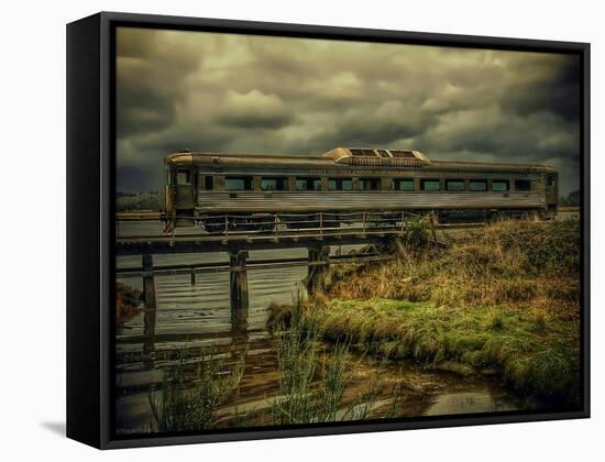 Train on Bridge-Florian Raymann-Framed Stretched Canvas