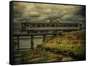 Train on Bridge-Florian Raymann-Framed Stretched Canvas