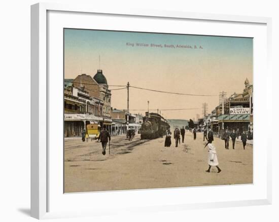 Train on King William Street, Adelaide, South Australia, 1900s-null-Framed Photographic Print