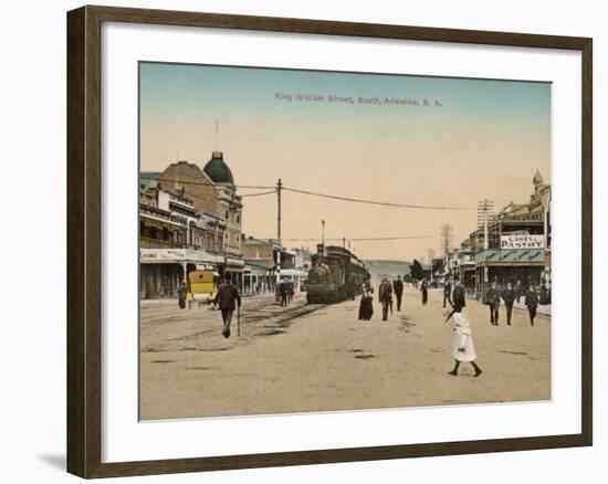 Train on King William Street, Adelaide, South Australia, 1900s-null-Framed Photographic Print