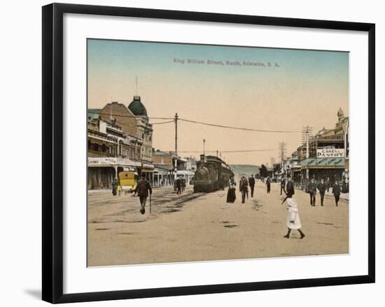Train on King William Street, Adelaide, South Australia, 1900s-null-Framed Photographic Print