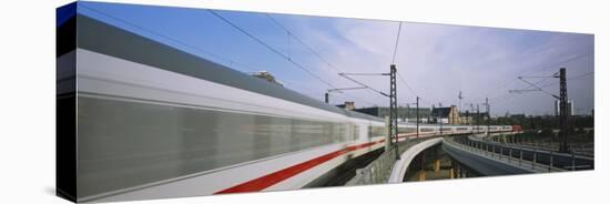 Train on Railroad Tracks, Central Station, Berlin, Germany-null-Stretched Canvas