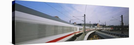 Train on Railroad Tracks, Central Station, Berlin, Germany-null-Stretched Canvas