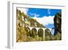 Train on Rhaetian Railway, Landwasserviadukt, Canton Graubunden, Switzerland-phbcz-Framed Photographic Print