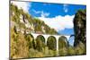 Train on Rhaetian Railway, Landwasserviadukt, Canton Graubunden, Switzerland-phbcz-Mounted Photographic Print