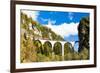 Train on Rhaetian Railway, Landwasserviadukt, Canton Graubunden, Switzerland-phbcz-Framed Photographic Print