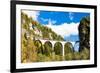 Train on Rhaetian Railway, Landwasserviadukt, Canton Graubunden, Switzerland-phbcz-Framed Photographic Print