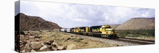 Train on Santa Fe Railroad, Route 66, Valentine, Arizona, USA-null-Stretched Canvas