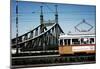 Train on Seven Bridges Budapest Hungary-null-Mounted Poster