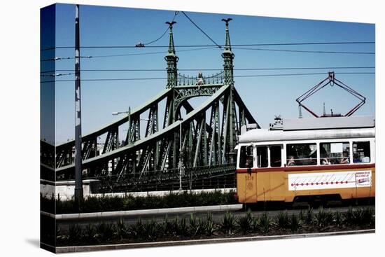 Train on Seven Bridges Budapest Hungary-null-Stretched Canvas