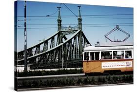 Train on Seven Bridges Budapest Hungary-null-Stretched Canvas