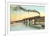 Train on Trestle over Green Bay, Wisconsin-null-Framed Premium Giclee Print