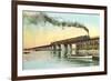 Train on Trestle over Green Bay, Wisconsin-null-Framed Premium Giclee Print