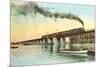 Train on Trestle over Green Bay, Wisconsin-null-Mounted Premium Giclee Print