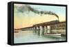 Train on Trestle over Green Bay, Wisconsin-null-Framed Stretched Canvas