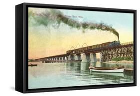 Train on Trestle over Green Bay, Wisconsin-null-Framed Stretched Canvas