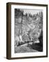 Train Passes through Elk Canyon near "Giant Bluff" Photograph - Black Hills, SD-Lantern Press-Framed Art Print