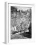 Train Passes through Elk Canyon near "Giant Bluff" Photograph - Black Hills, SD-Lantern Press-Framed Art Print