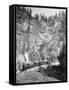 Train Passes through Elk Canyon near "Giant Bluff" Photograph - Black Hills, SD-Lantern Press-Framed Stretched Canvas