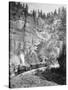 Train Passes through Elk Canyon near "Giant Bluff" Photograph - Black Hills, SD-Lantern Press-Stretched Canvas