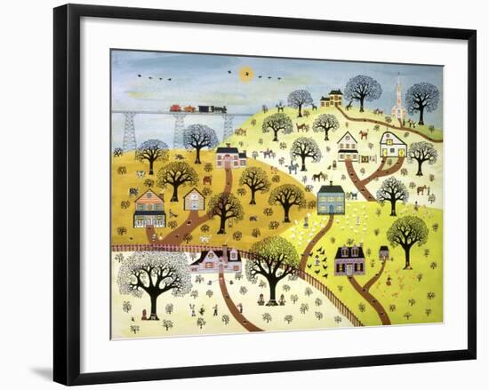 Train Passing over Farmland-David Sheskin-Framed Giclee Print