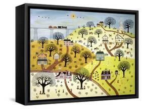 Train Passing over Farmland-David Sheskin-Framed Stretched Canvas